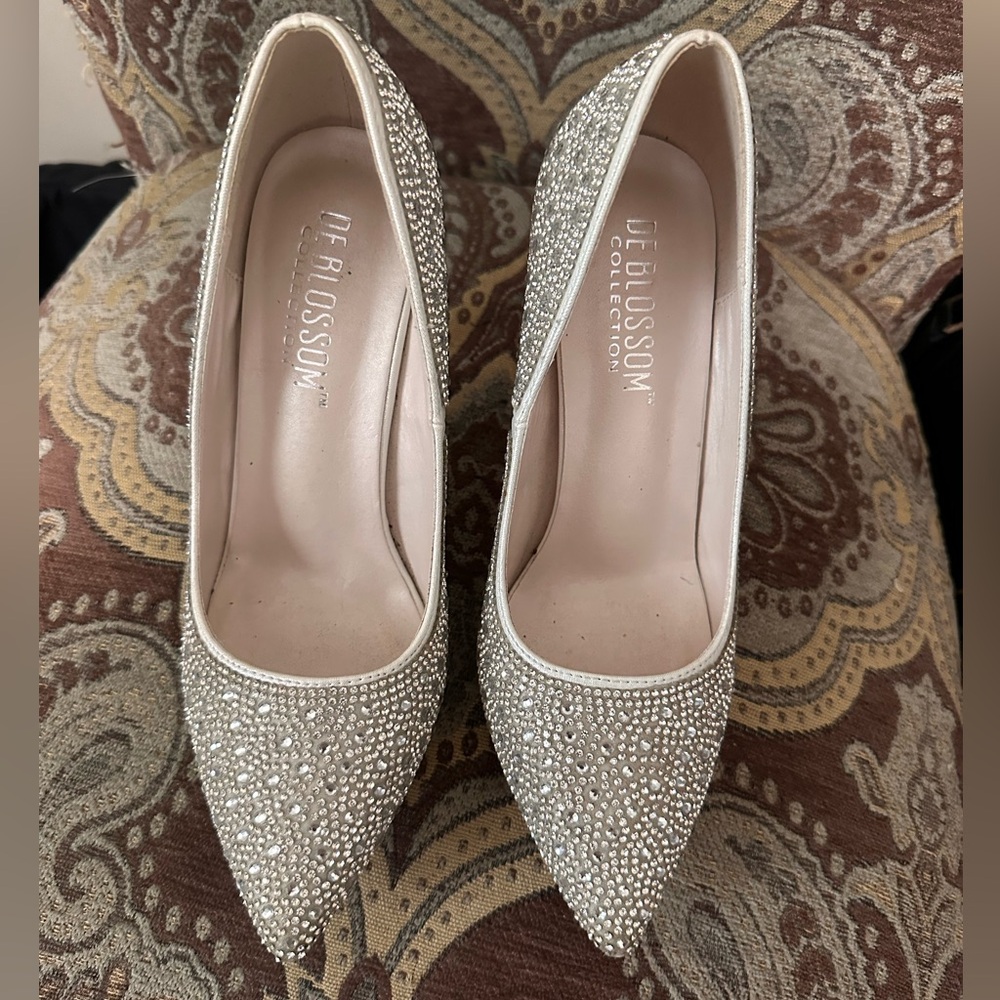 De Blossum Bridal Rhinestone Heels 7 1/2